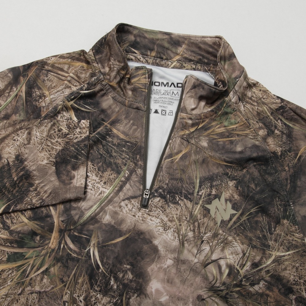 NOMAD Men's M Mossy Oak Elements Hybrid Migra Camo 1/4 Zip Hunting Shirt